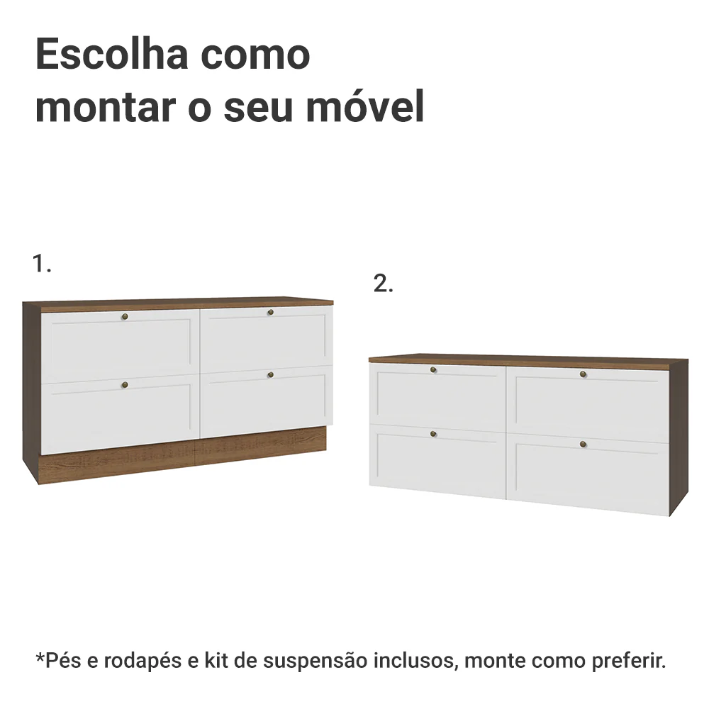 Rack para TV até 70 Polegadas 160cm 4 Gavetas Rustic/Branco Vik Madesa 04 - Image 5