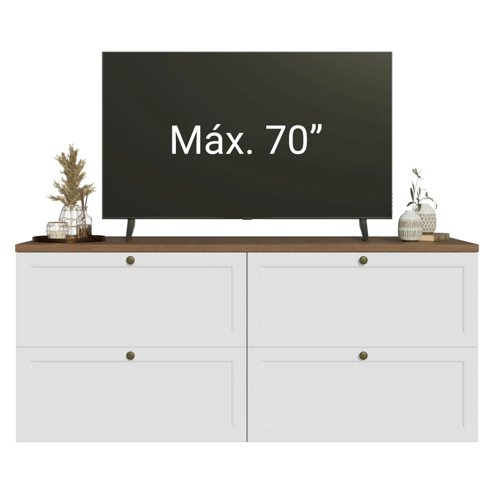Rack para TV até 70 Polegadas 160cm 4 Gavetas Rustic/Branco Vik Madesa 04 - Image 6