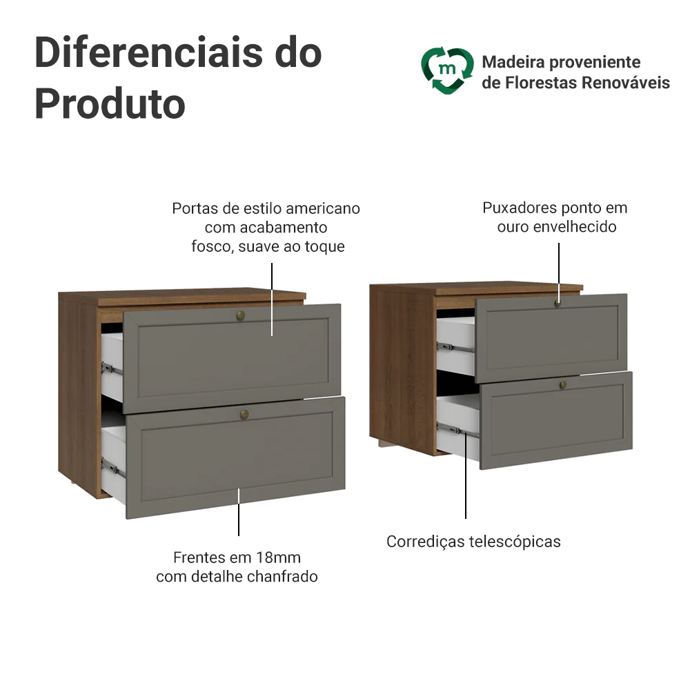 Rack para TV até 70 Polegadas 160cm 4 Gavetas Rustic/Cinza Vik Madesa 04 - Image 4