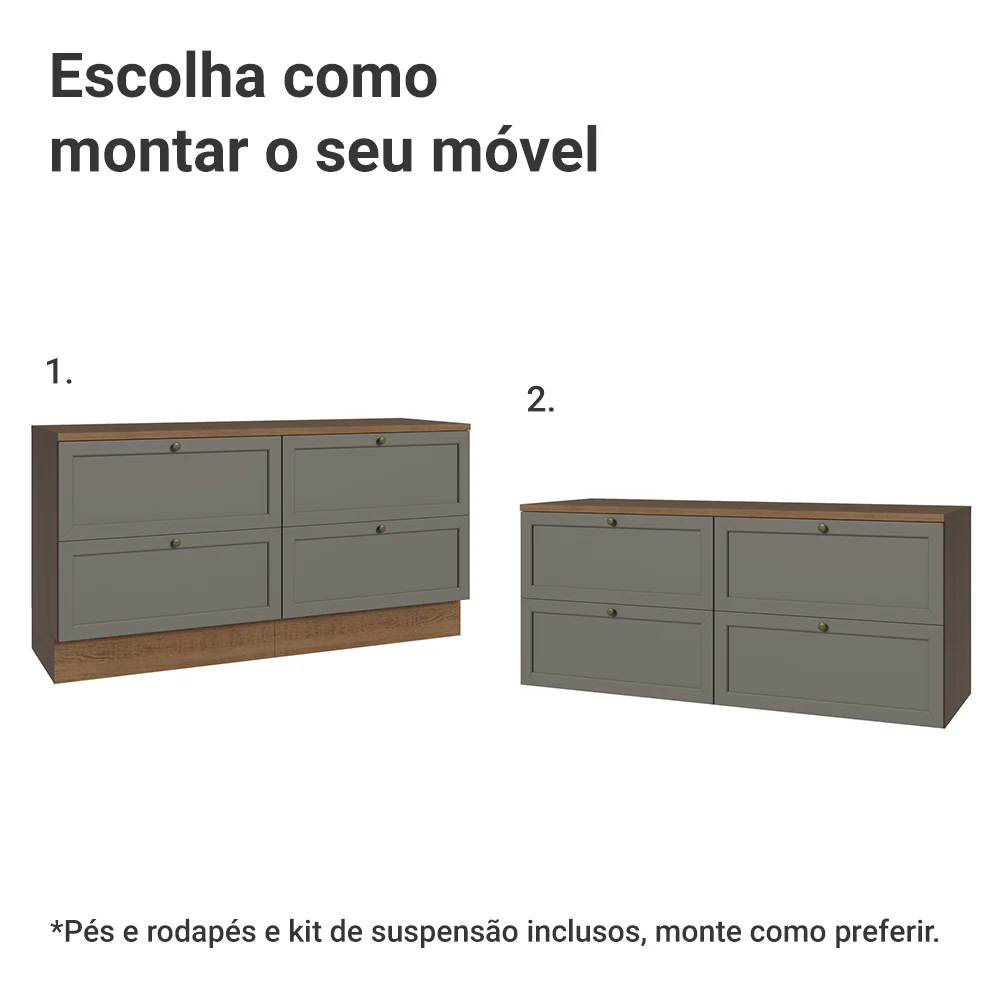 Rack para TV até 70 Polegadas 160cm 4 Gavetas Rustic/Cinza Vik Madesa 04 - Image 5