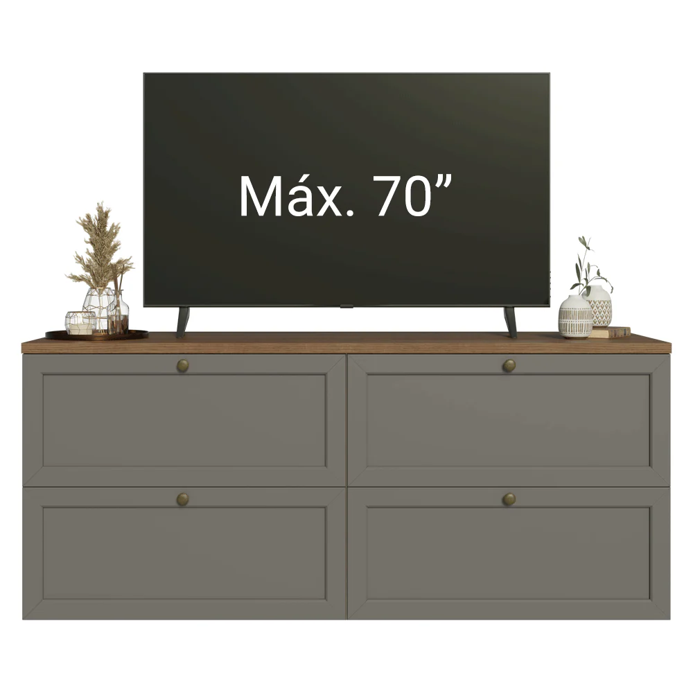 Rack para TV até 70 Polegadas 160cm 4 Gavetas Rustic/Cinza Vik Madesa 04 - Image 6