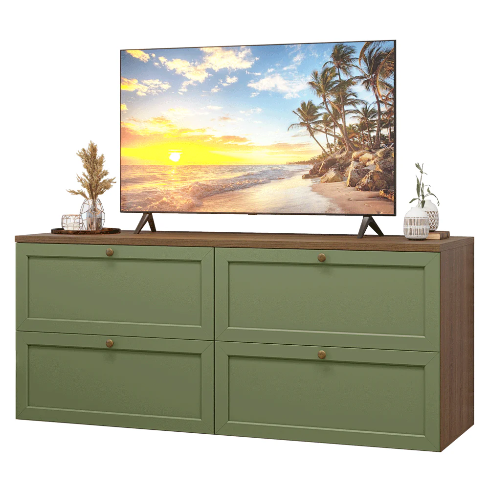 Rack para TV até 70 Polegadas 160cm 4 Gavetas Rustic/Verde Vik Madesa 04 - Image 2