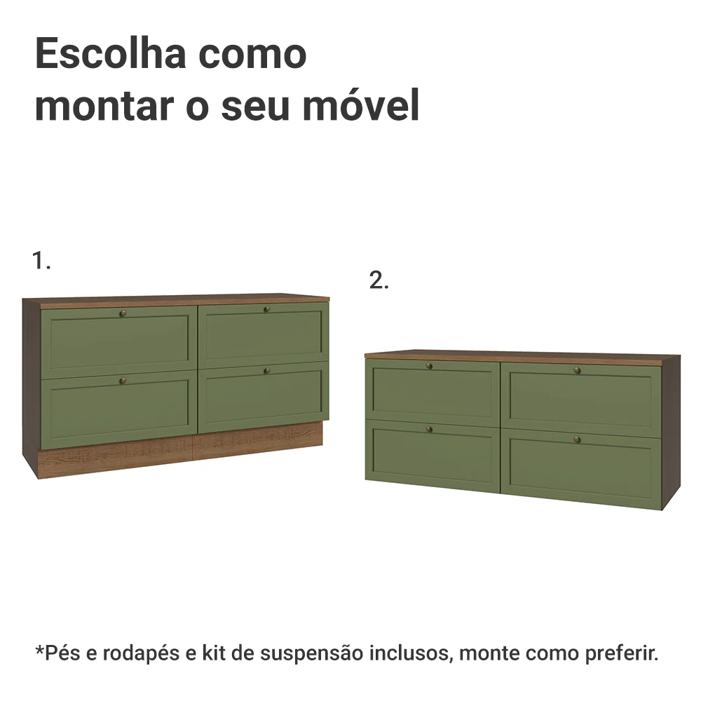 Rack para TV até 70 Polegadas 160cm 4 Gavetas Rustic/Verde Vik Madesa 04 - Image 5