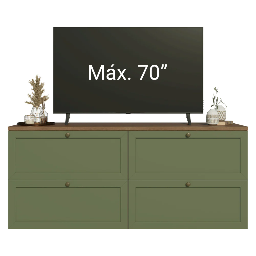 Rack para TV até 70 Polegadas 160cm 4 Gavetas Rustic/Verde Vik Madesa 04 - Image 6
