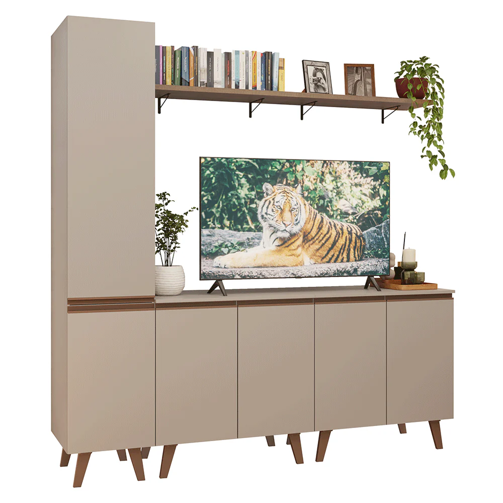Rack para TV até 70 Polegadas + Prateleira 200cm Crema Nice Madesa 02 - Image 2