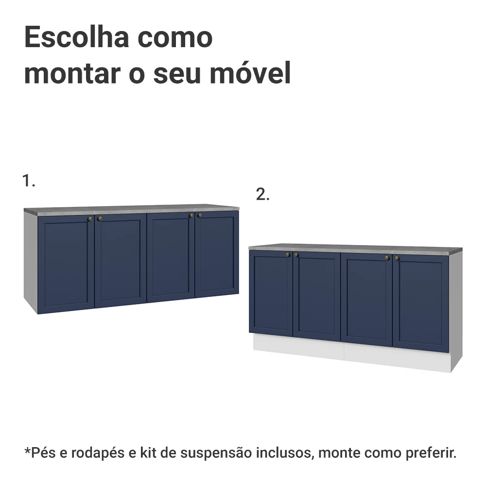 Rack para TV até 70 Polegadas + Prateleiras 160cm Branco/Azul Vik Madesa 05 - Image 5
