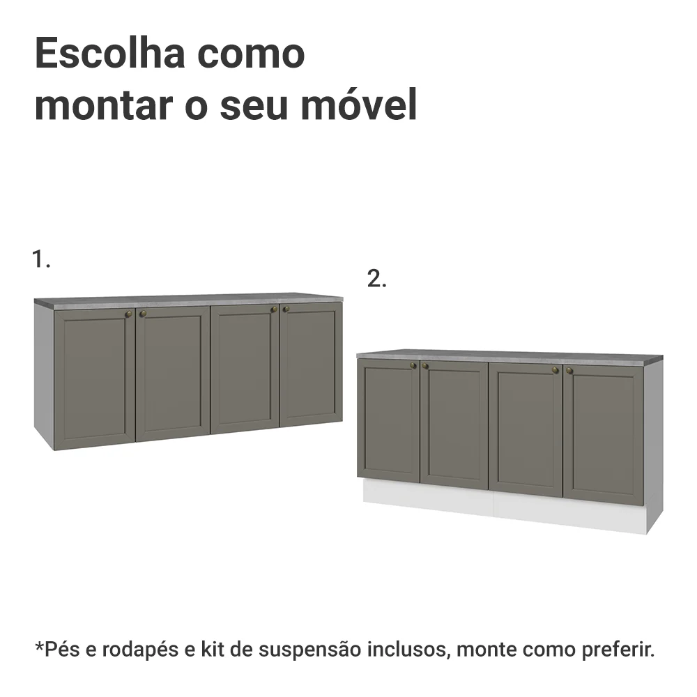 Rack para TV até 70 Polegadas + Prateleiras 160cm Branco/Cinza Vik Madesa 05 - Image 5