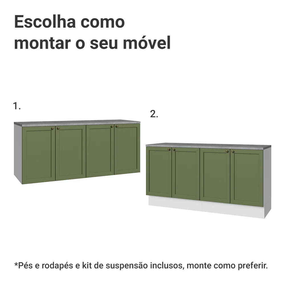 Rack para TV até 70 Polegadas + Prateleiras 160cm Branco/Verde Vik Madesa 05 - Image 5