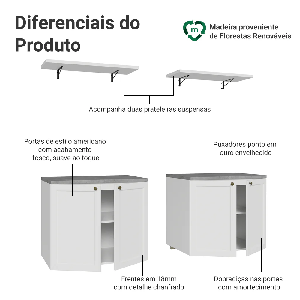Rack para TV até 70 Polegadas + Prateleiras 160cm Branco Vik Madesa 05 - Image 4