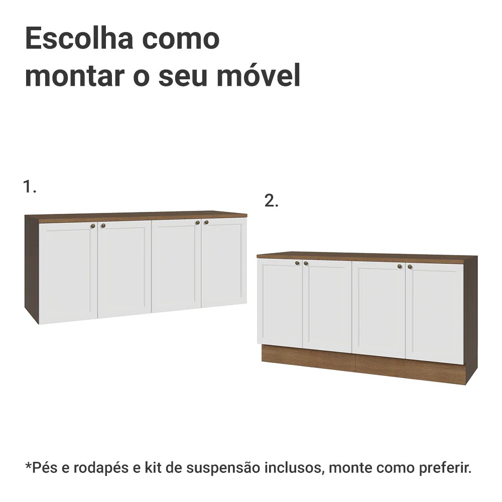 Rack para TV até 70 Polegadas + Prateleiras 160cm Rustic/Branco Vik Madesa 05 - Image 5