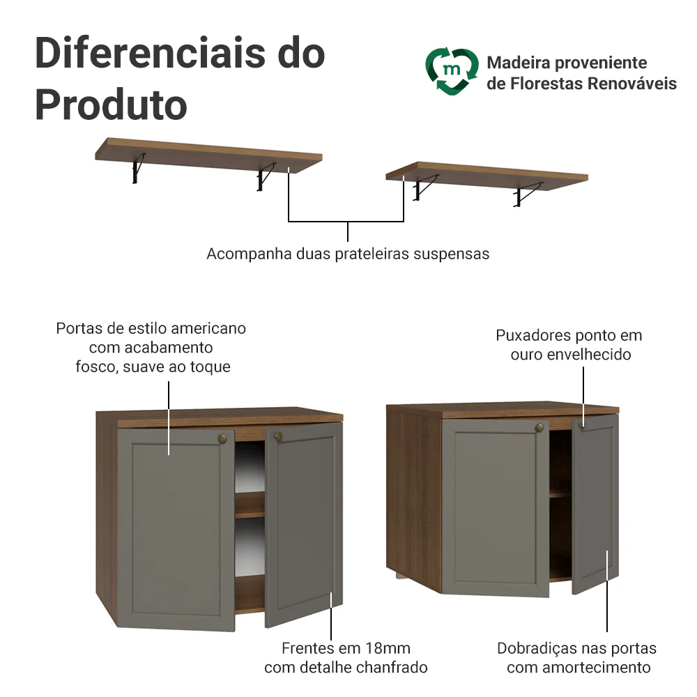 Rack para TV até 70 Polegadas + Prateleiras 160cm Rustic/Cinza Vik Madesa 05 - Image 4