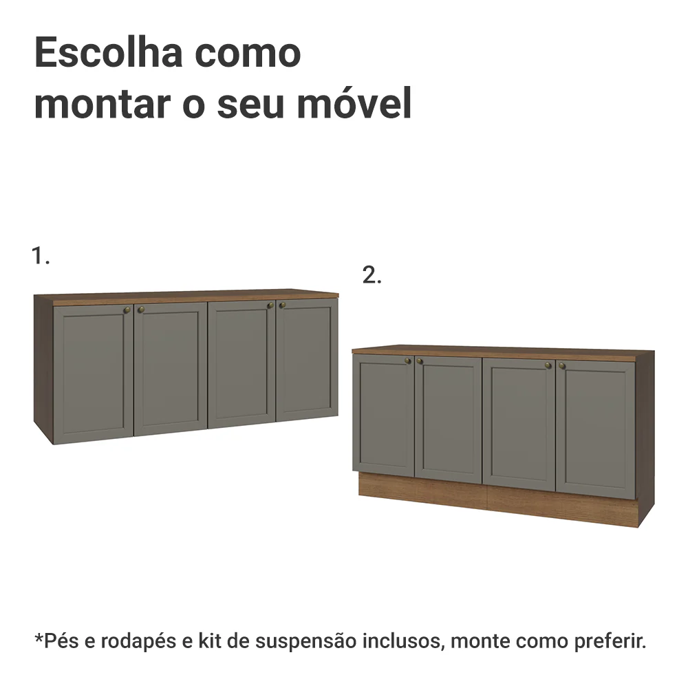 Rack para TV até 70 Polegadas + Prateleiras 160cm Rustic/Cinza Vik Madesa 05 - Image 5