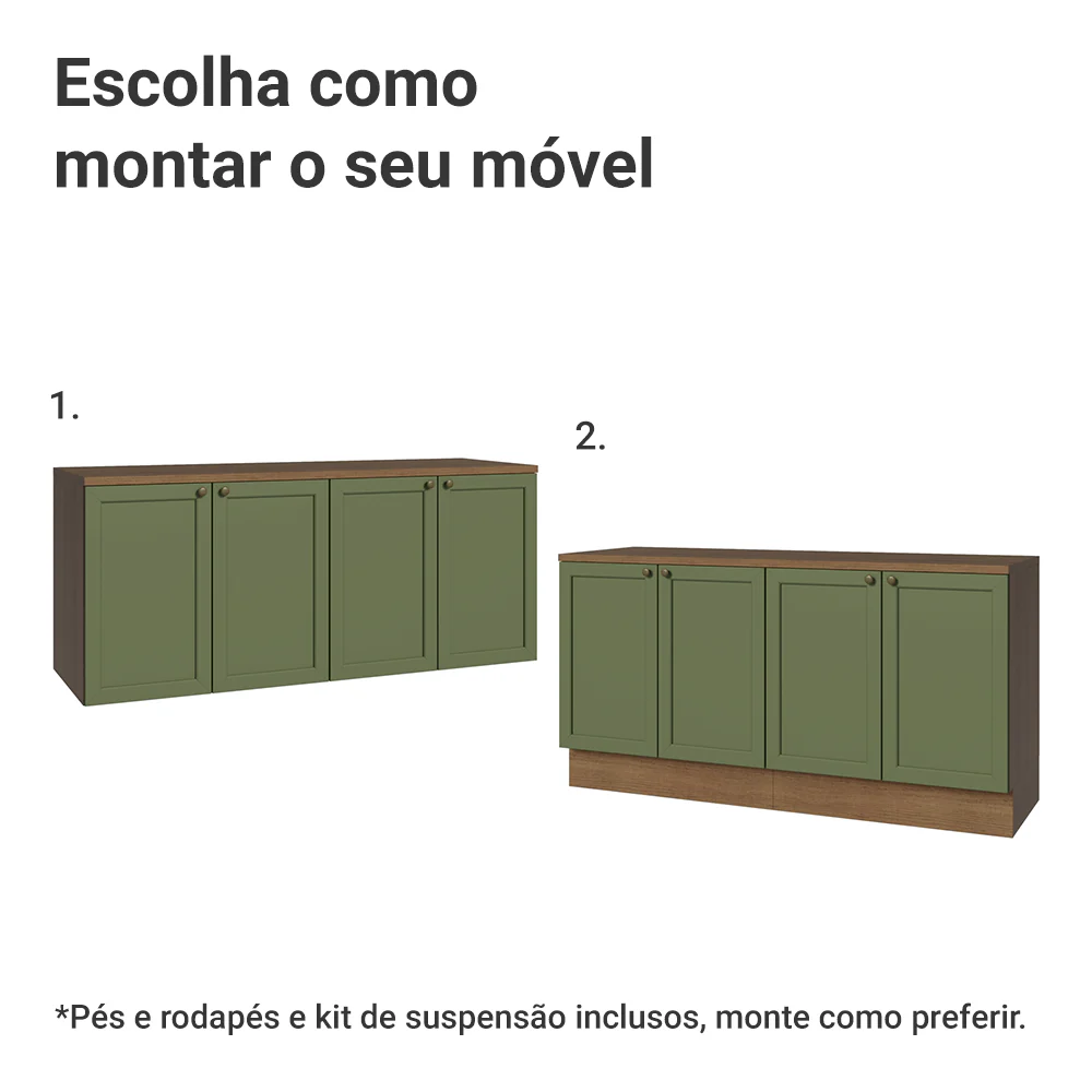 Rack para TV até 70 Polegadas + Prateleiras 160cm Rustic/Verde Vik Madesa 05 - Image 5