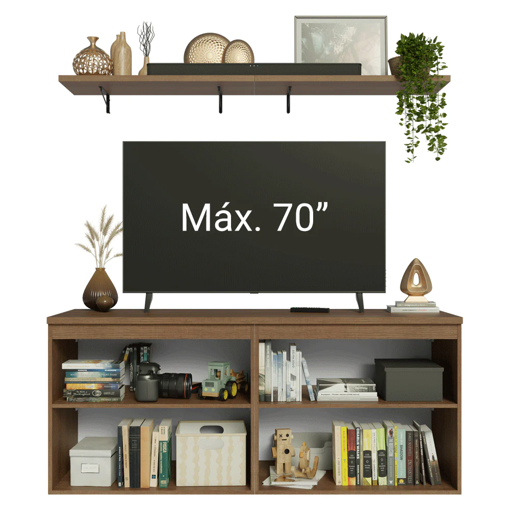 Rack para TV até 70 Polegadas + Prateleiras 160cm Rustic/Verde Vik Madesa 05 - Image 6