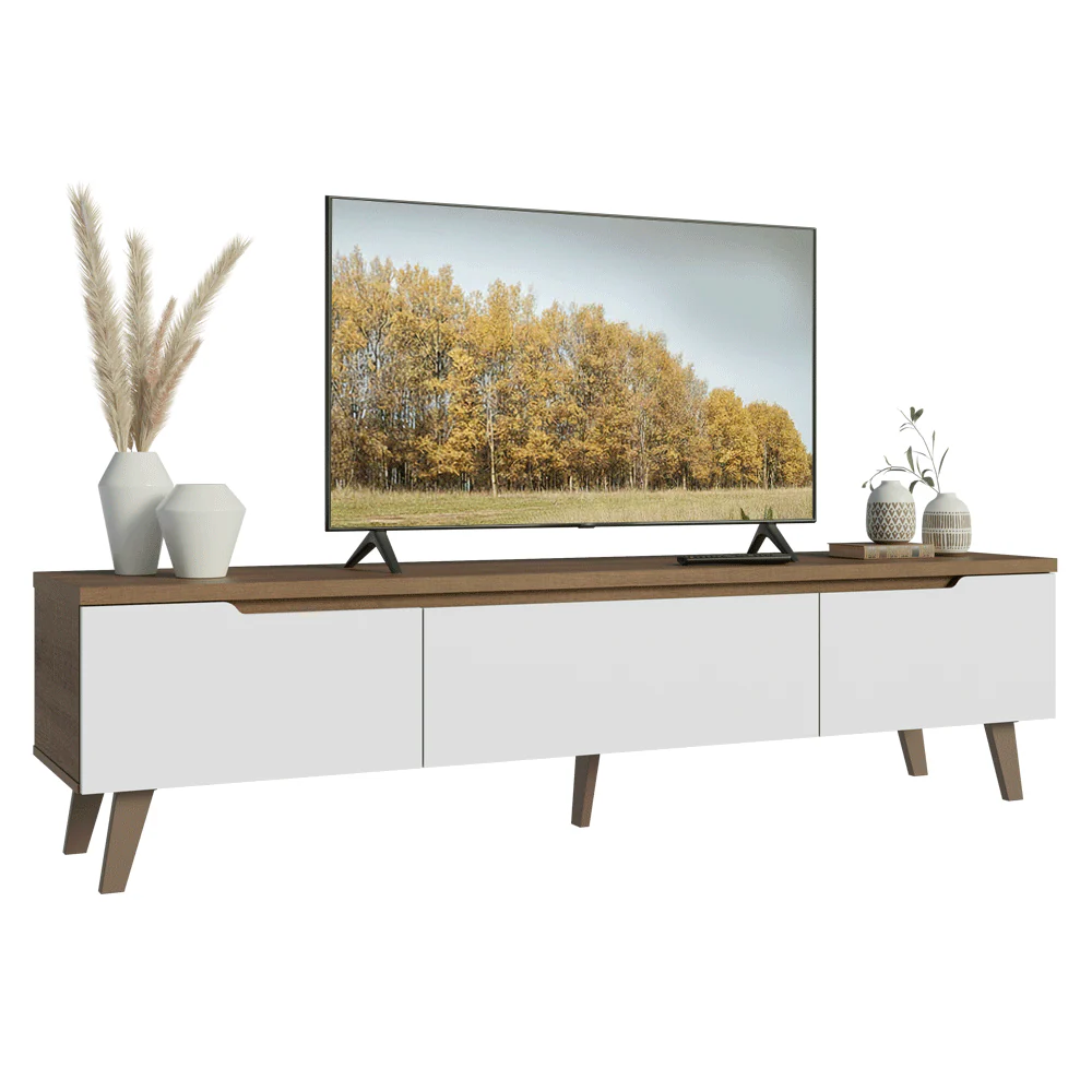 Rack para TV até 75 Polegadas 180 cm 2 Portas 1 Gaveta Rustic/Branco Dune Madesa - Image 2