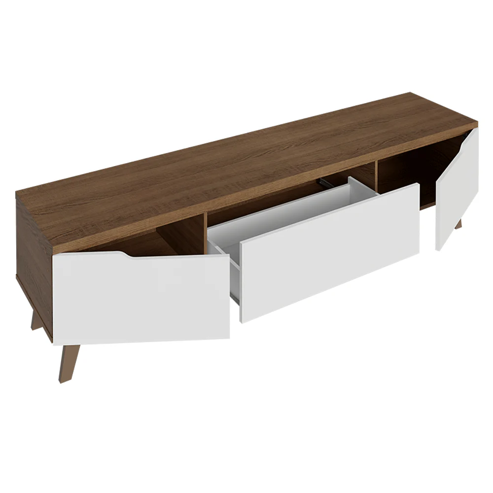 Rack para TV até 75 Polegadas 180 cm 2 Portas 1 Gaveta Rustic/Branco Dune Madesa - Image 9