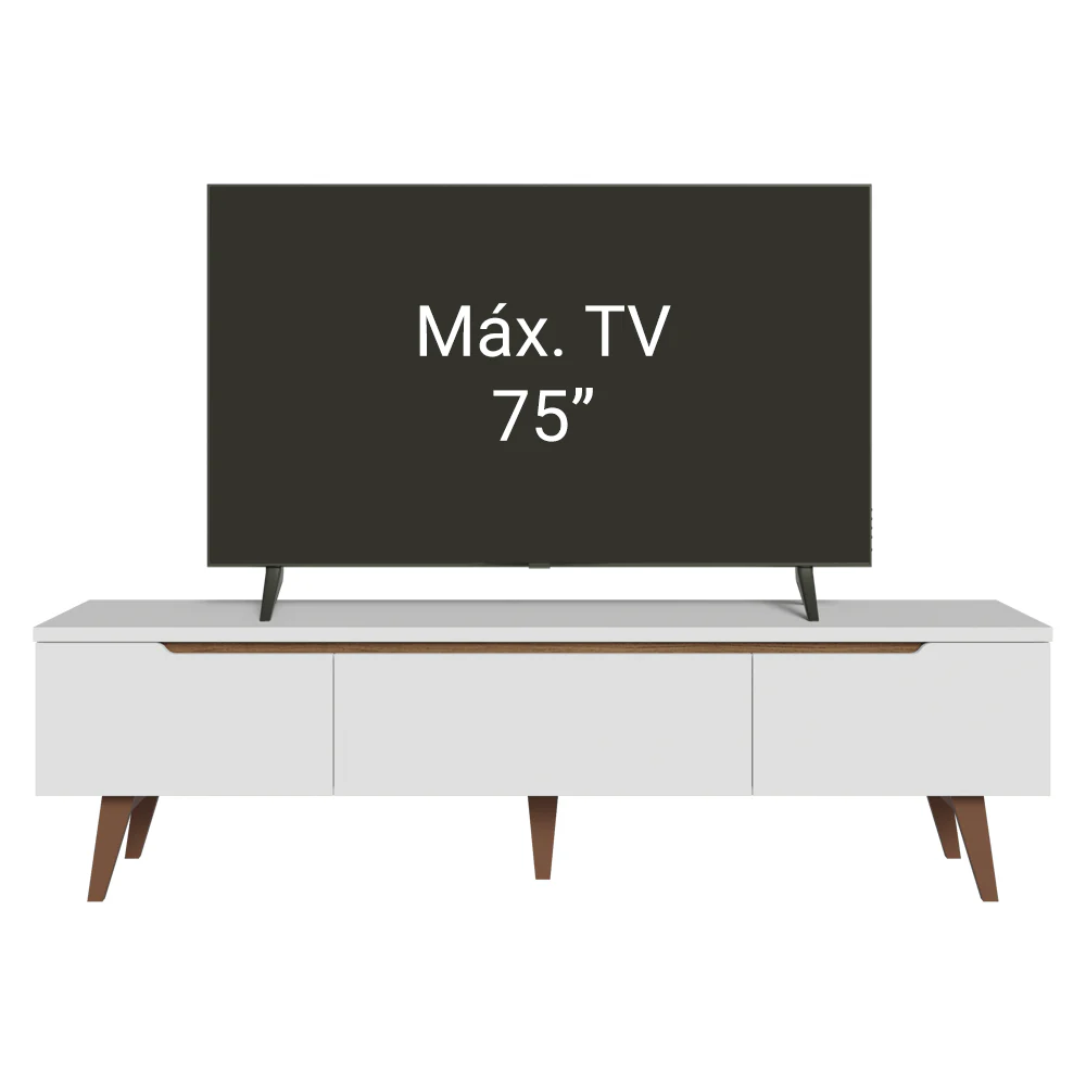 Rack para TV até 75 Polegadas 2 Portas 1 Gaveta Branco Troy Madesa - Image 10