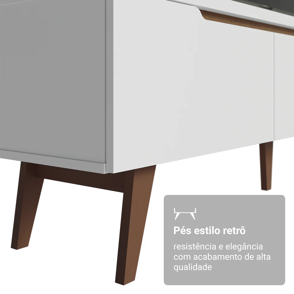 Rack para TV até 75 Polegadas 2 Portas 1 Gaveta Branco Troy Madesa - Image 6