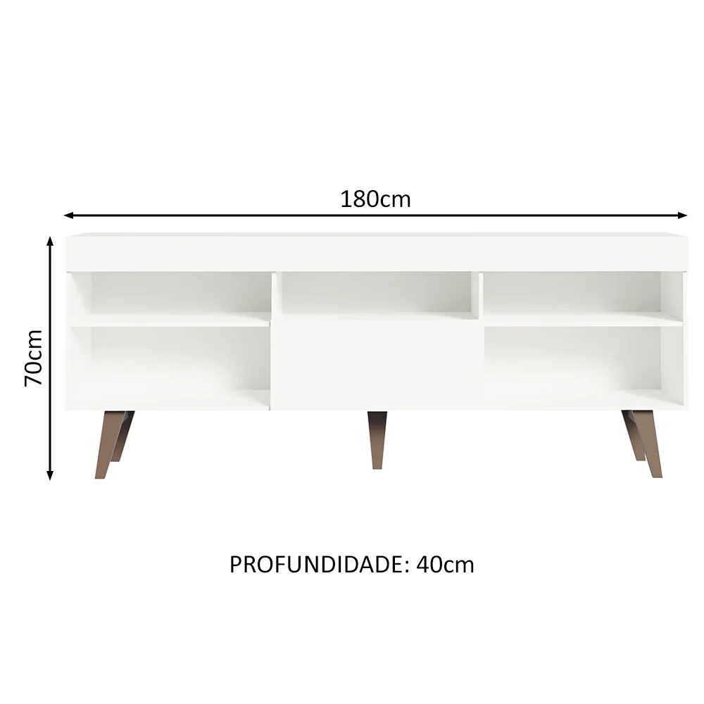 Rack para TV até 75 Polegadas Lille Madesa 180 cm 1 Porta Branco - Image 3