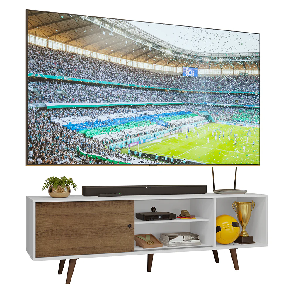 Rack para TV até 80 Polegadas 160cm Branco Pés Rustic Torino Madesa - Image 2