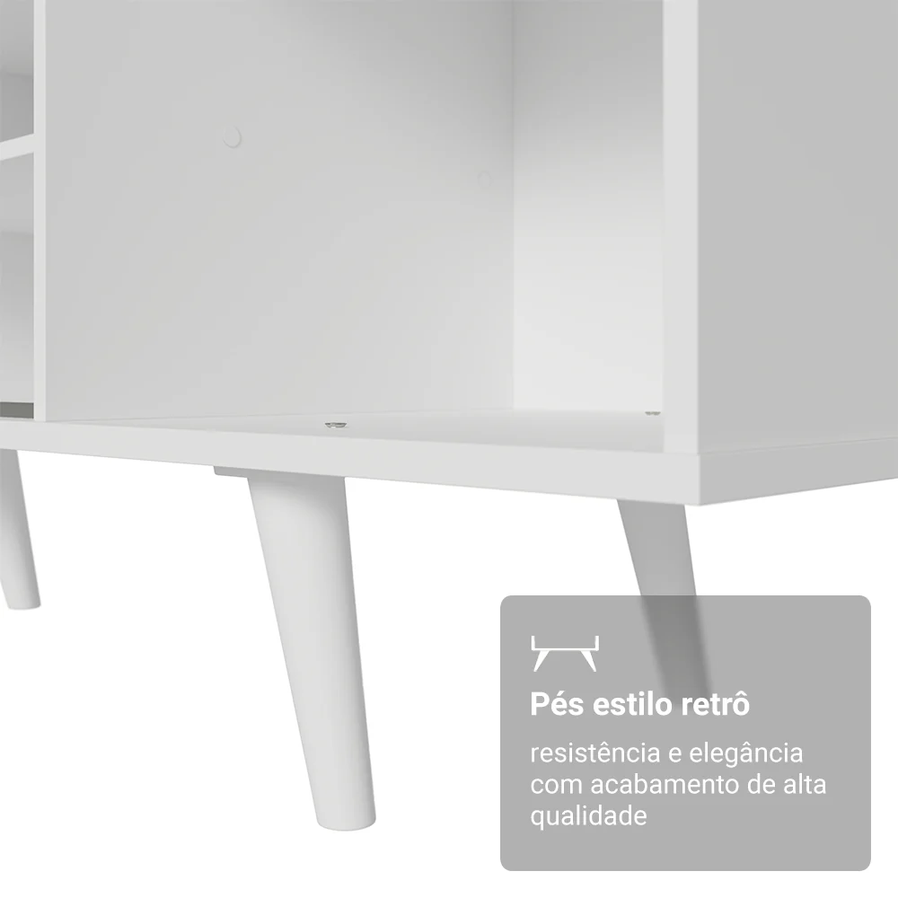 Rack para TV até 80 Polegadas 160cm com Pés Branco/Preto Torino Madesa - Image 6