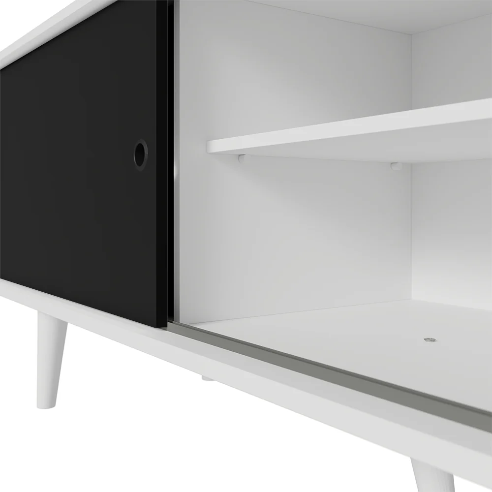 Rack para TV até 80 Polegadas 160cm com Pés Branco/Preto Torino Madesa - Image 8