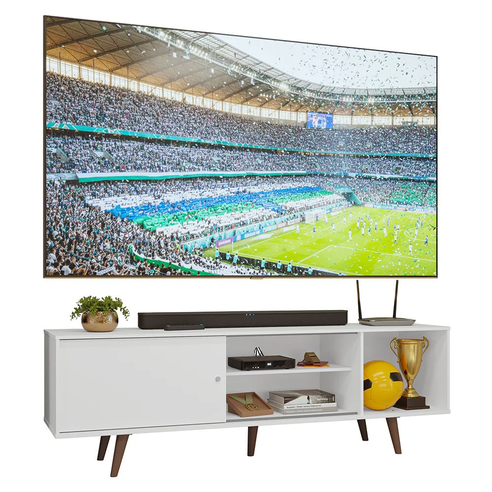 Rack para TV até 80 Polegadas 160cm com Pés Branco/Rustic Torino Madesa - Image 2
