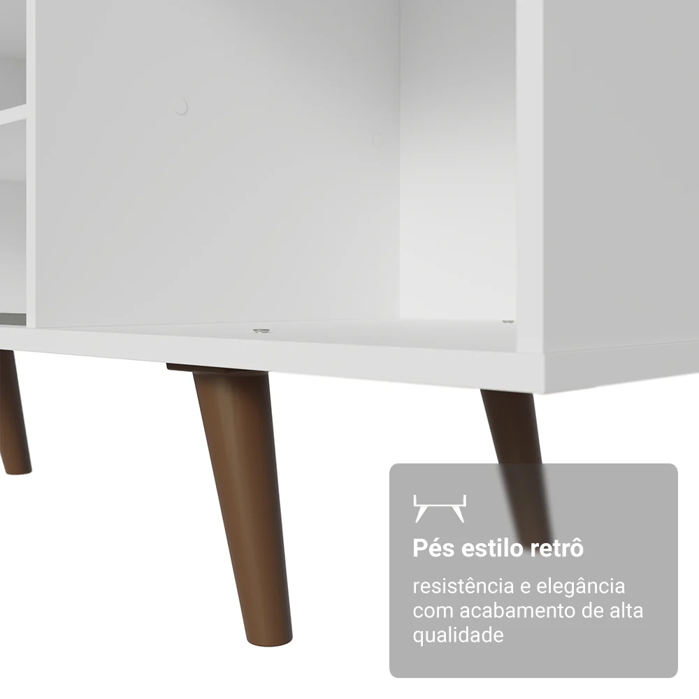 Rack para TV até 80 Polegadas 160cm com Pés Branco/Rustic Torino Madesa - Image 6