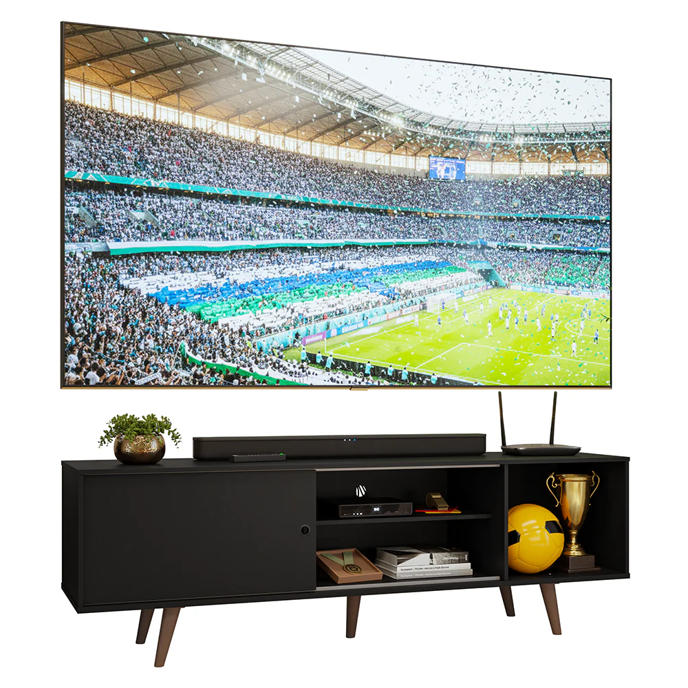 Rack para TV até 80 Polegadas 160cm com Pés Preto/Rustic Torino Madesa - Image 2
