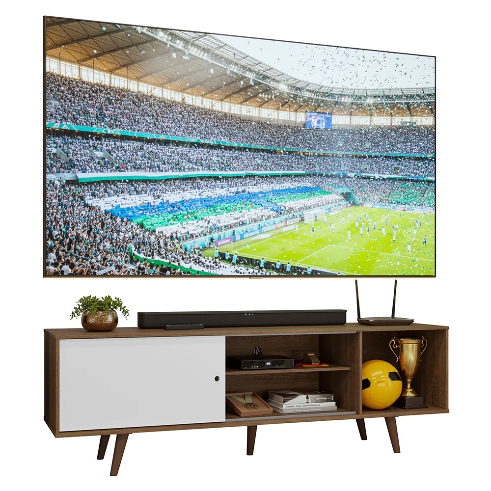 Rack para TV até 80 Polegadas 160cm com Pés Rustic/Branco/Rustic Torino Madesa - Image 2