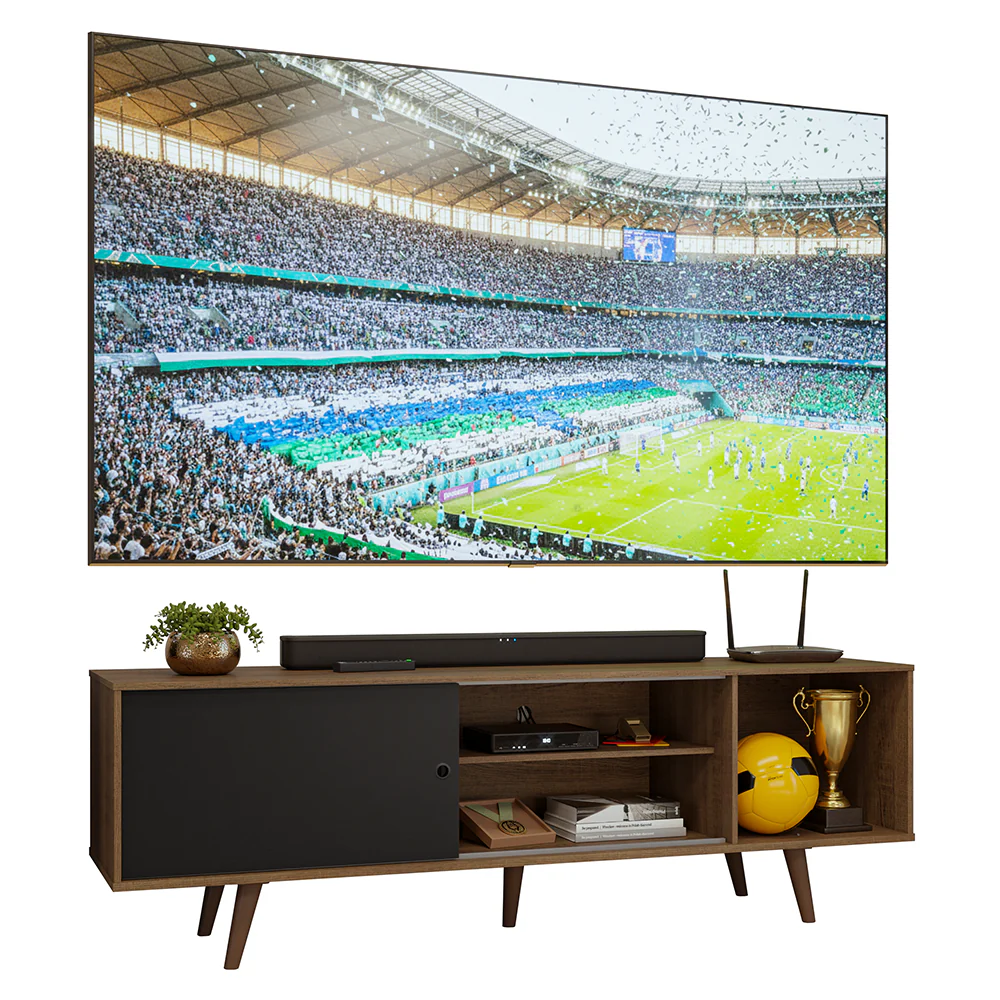 Rack para TV até 80 Polegadas 160cm com Pés Rustic/Preto Torino Madesa - Image 2