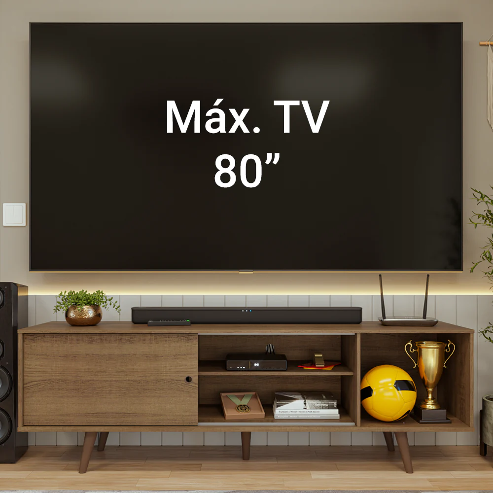 Rack para TV até 80 Polegadas 160cm com Pés Rustic Torino Madesa - Image 5