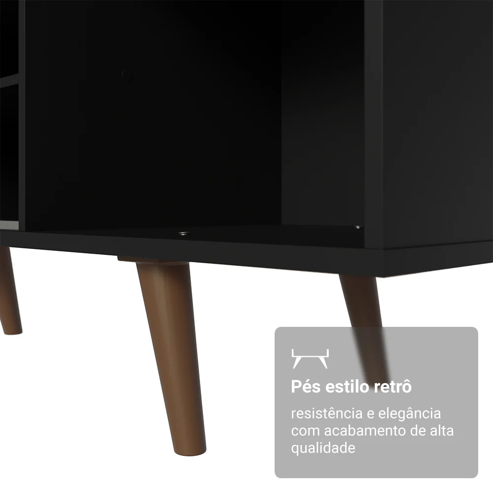 Rack para TV até 80 Polegadas 160cm Preto/Rustic com Pés Rustic Torino Madesa - Image 6