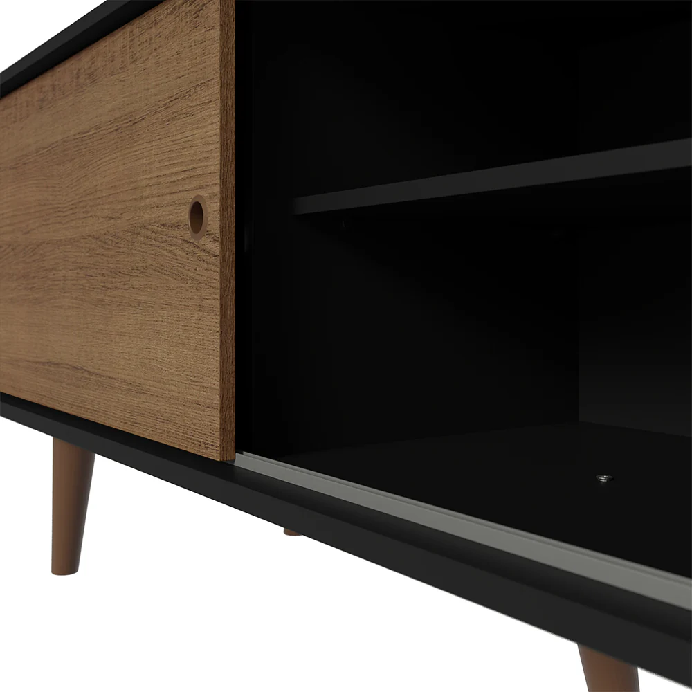 Rack para TV até 80 Polegadas 160cm Preto/Rustic com Pés Rustic Torino Madesa - Image 8