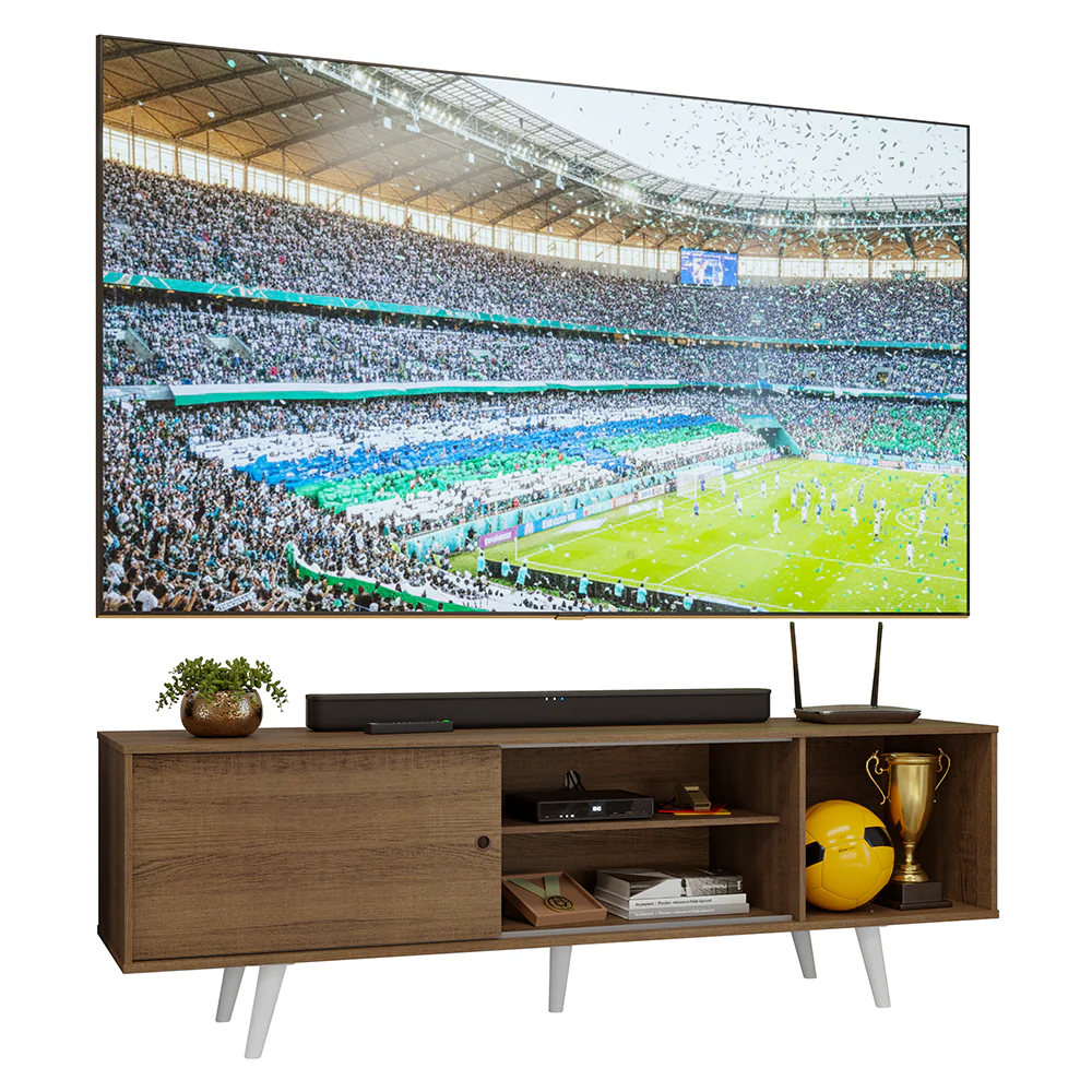 Rack para TV até 80 Polegadas 160cm Rustic Pés Brancos Torino Madesa - Image 2