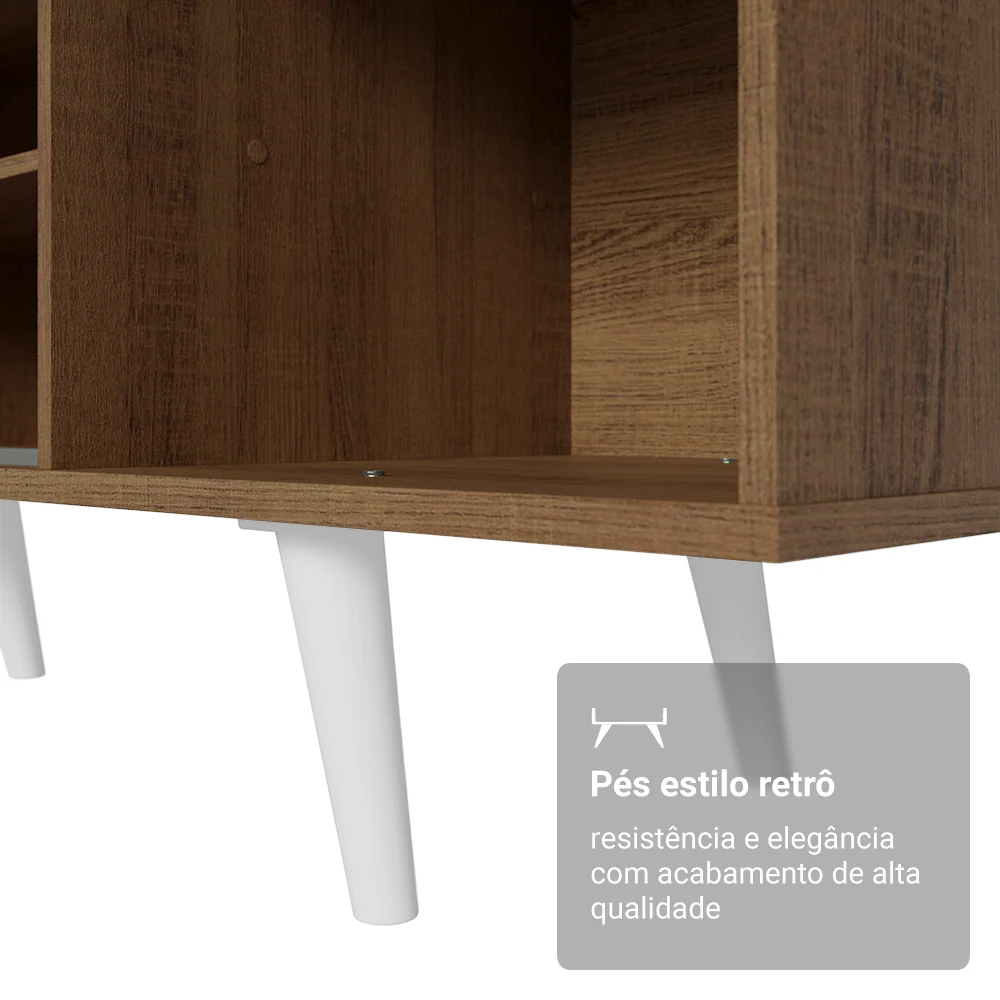 Rack para TV até 80 Polegadas 160cm Rustic Pés Brancos Torino Madesa - Image 6