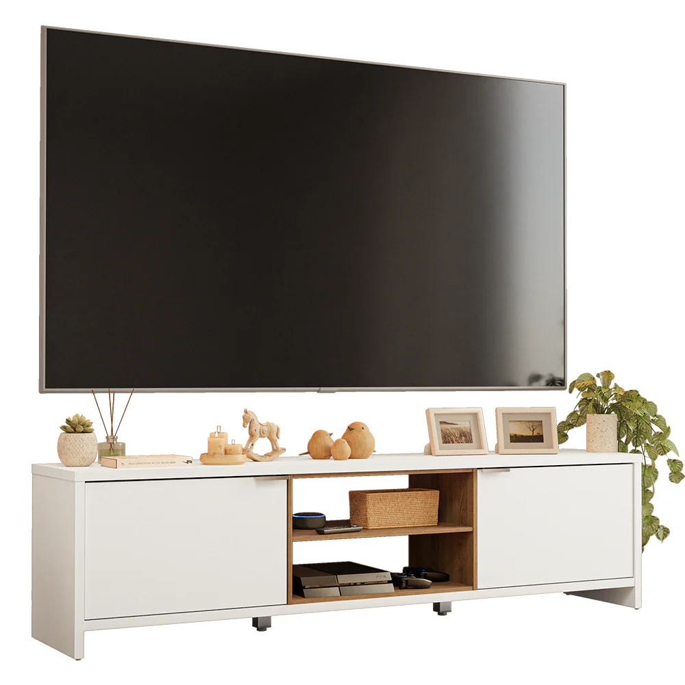 Rack para TV até 80 Polegadas 180cm 2 Portas Branco/Rustic Linz Madesa - Image 2