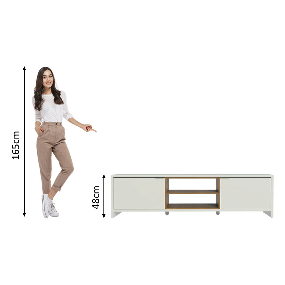 Rack para TV até 80 Polegadas 180cm 2 Portas Branco/Rustic Linz Madesa - Image 5