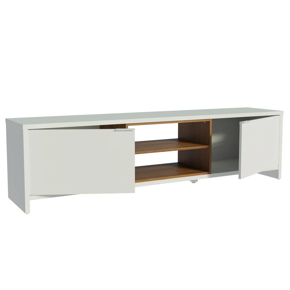 Rack para TV até 80 Polegadas 180cm 2 Portas Branco/Rustic Linz Madesa - Image 6