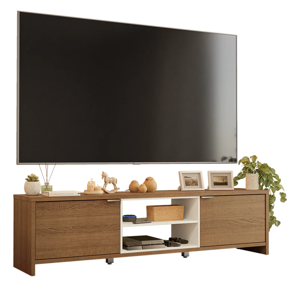 Rack para TV até 80 Polegadas 180cm 2 Portas Rustic/Branco Linz Madesa - Image 2