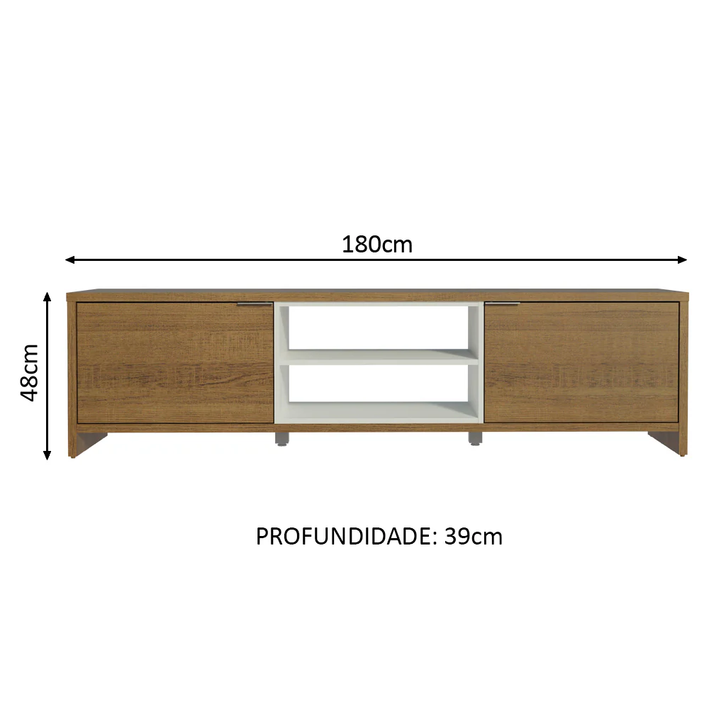 Rack para TV até 80 Polegadas 180cm 2 Portas Rustic/Branco Linz Madesa - Image 3