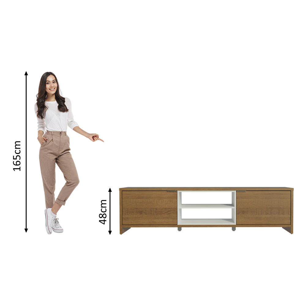 Rack para TV até 80 Polegadas 180cm 2 Portas Rustic/Branco Linz Madesa - Image 5