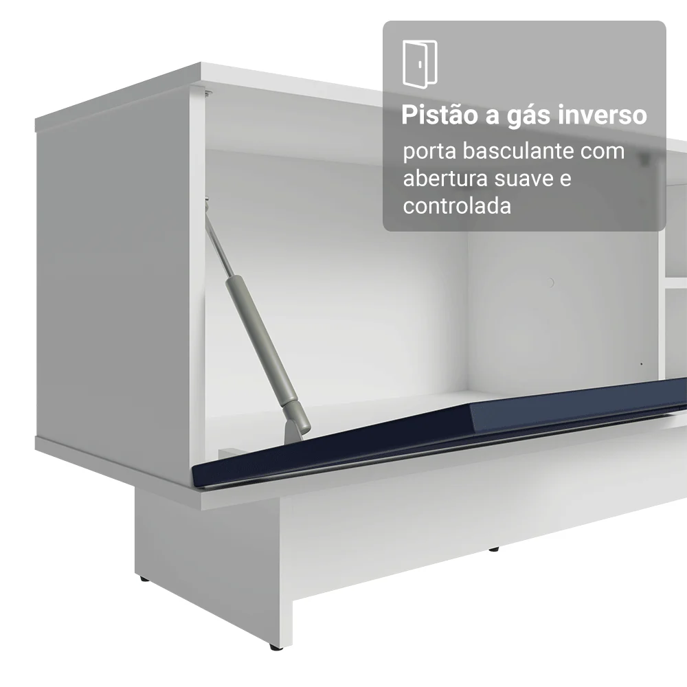 Rack para TV até 80 Polegadas 218 cm 2 Portas Branco/Azul Vik Madesa - Image 6