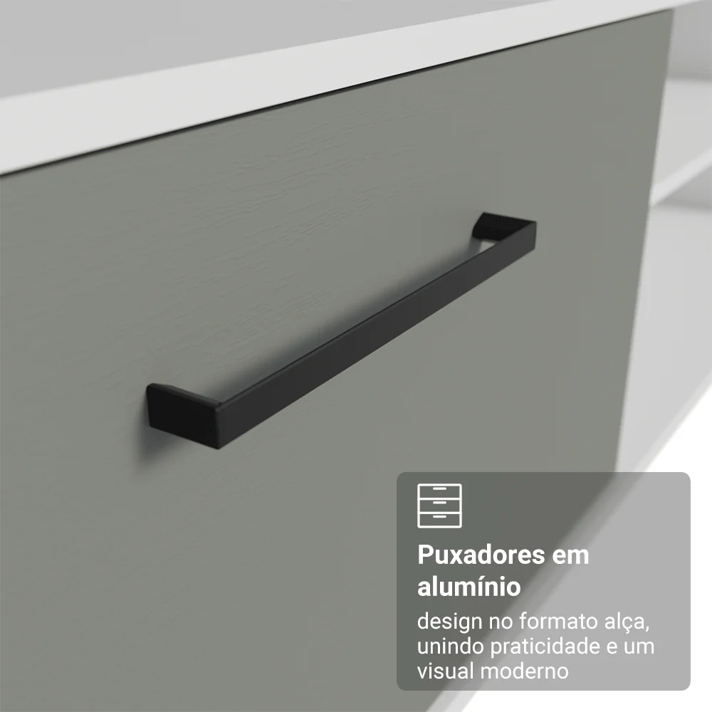 Rack para TV até 80 Polegadas 218 cm 2 Portas Branco/Cinza Agata Madesa - Image 8