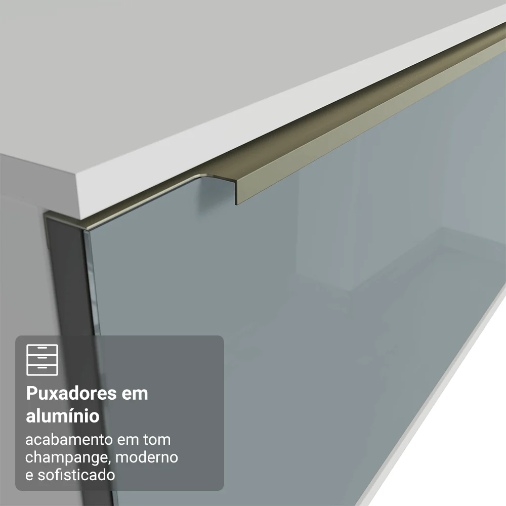 Rack para TV até 80 Polegadas 218 cm 2 Portas Branco/Cinza Lux Madesa - Image 7