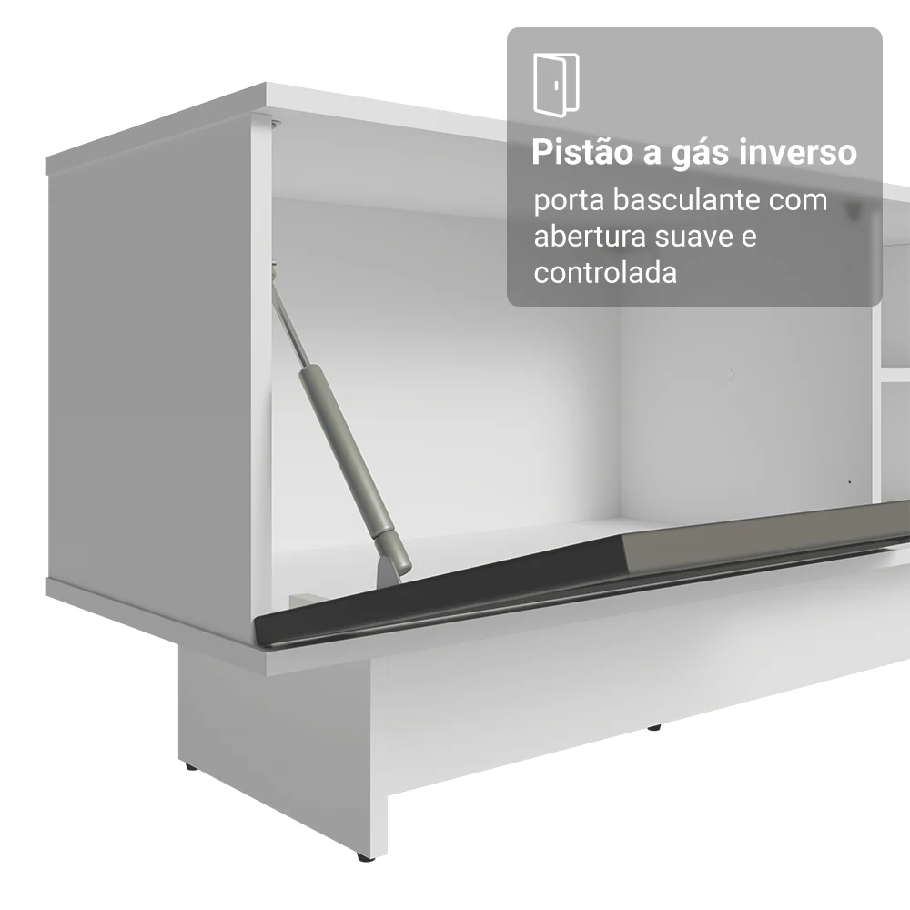 Rack para TV até 80 Polegadas 218 cm 2 Portas Branco/Cinza Vik Madesa - Image 6