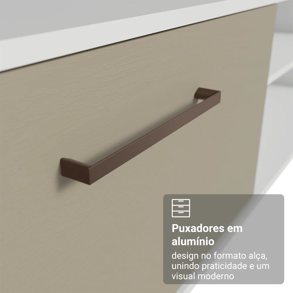 Rack para TV até 80 Polegadas 218 cm 2 Portas Branco/Crema Agata Madesa - Image 8
