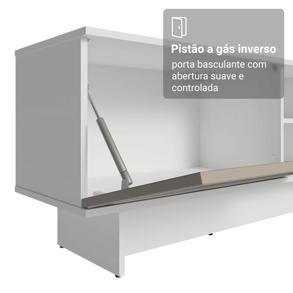 Rack para TV até 80 Polegadas 218 cm 2 Portas Branco/Crema Vik Madesa - Image 6