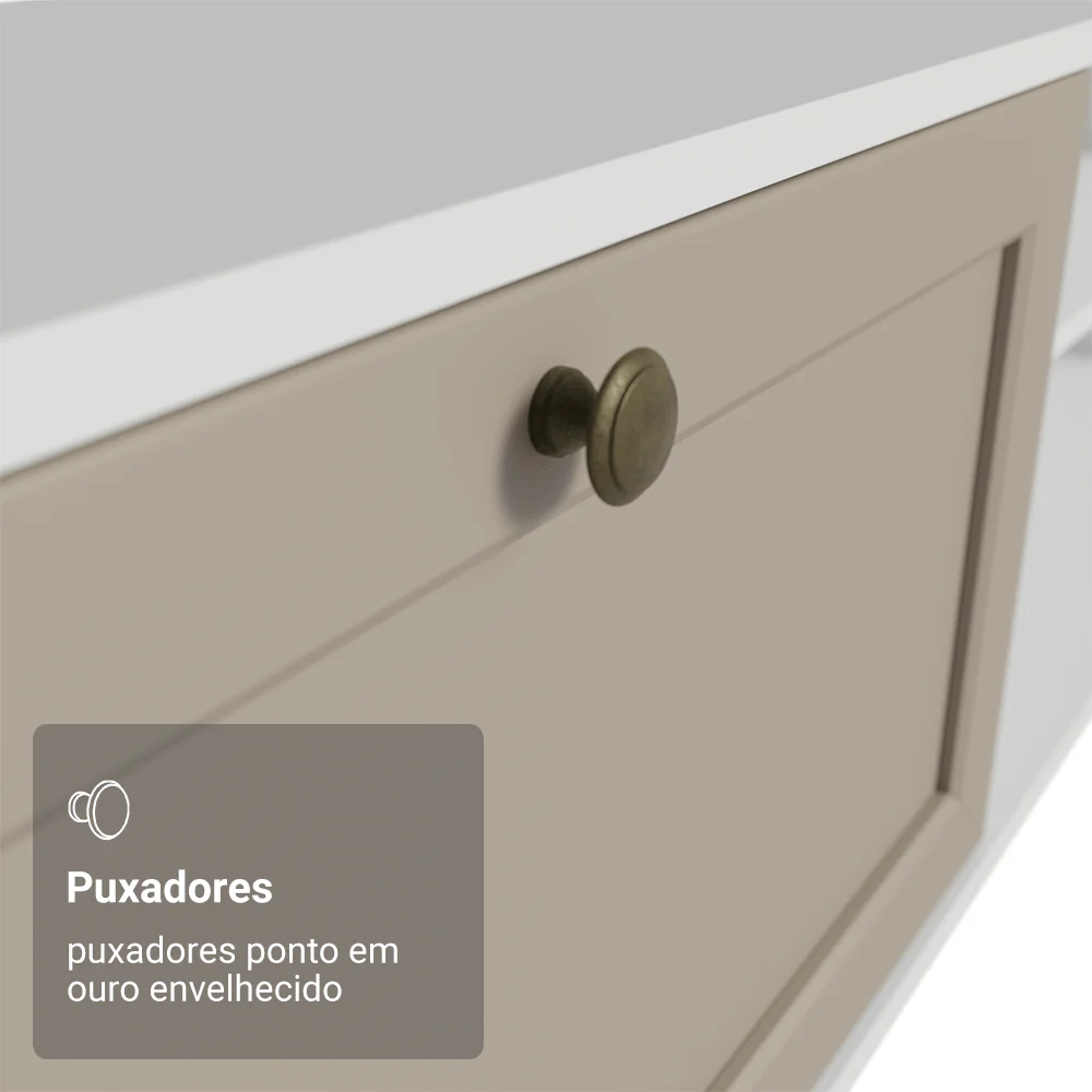 Rack para TV até 80 Polegadas 218 cm 2 Portas Branco/Crema Vik Madesa - Image 7