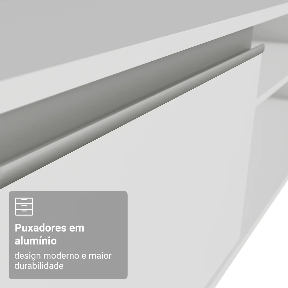 Rack para TV até 80 Polegadas 218 cm 2 Portas Branco Glamy Madesa - Image 7